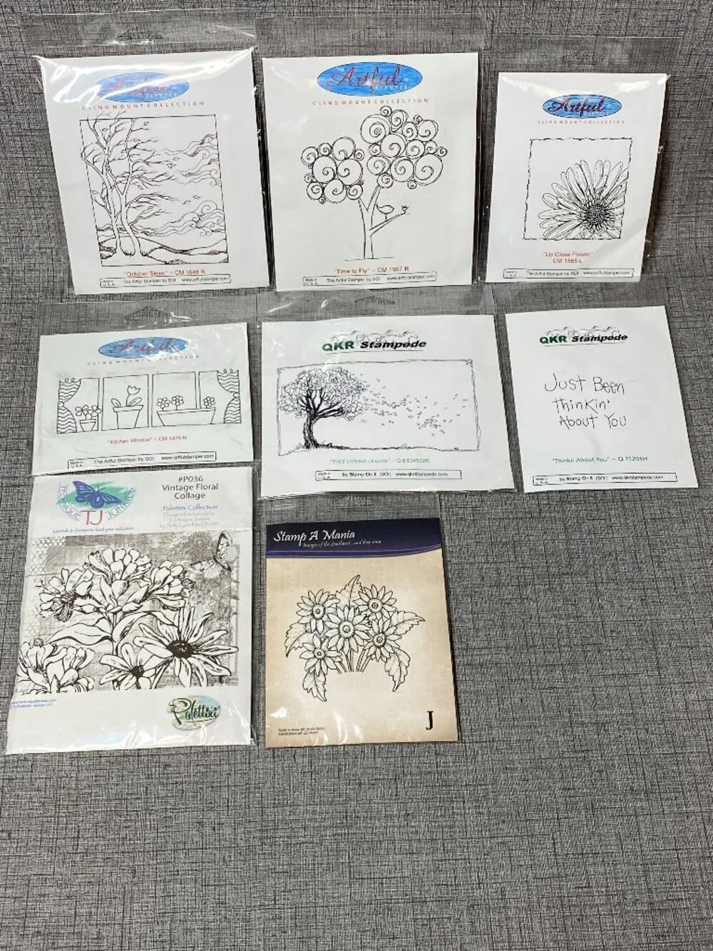 VTG Artful Stamper & QKR Stampede Rubber Cling Stamps 8pc LOT NOS